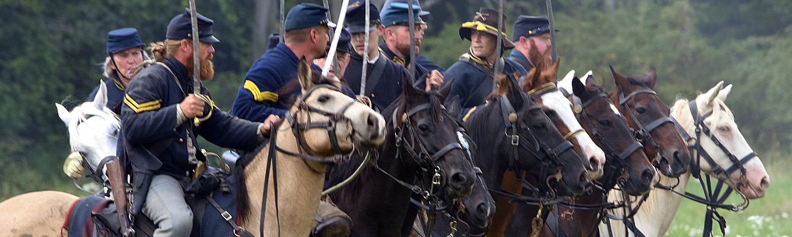 Union Soldiers in line prepared for battle