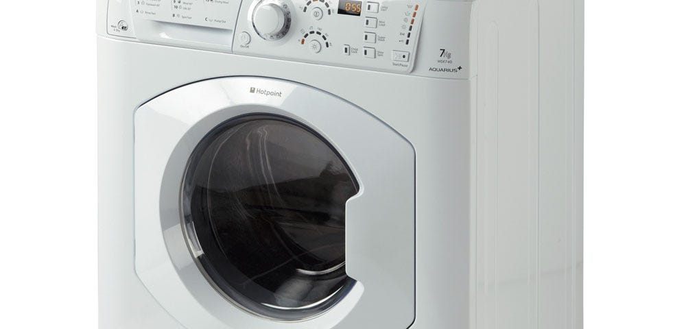 A picture of a Hotpoint 5+5 Washer Dryer seemingly floating in nothingness