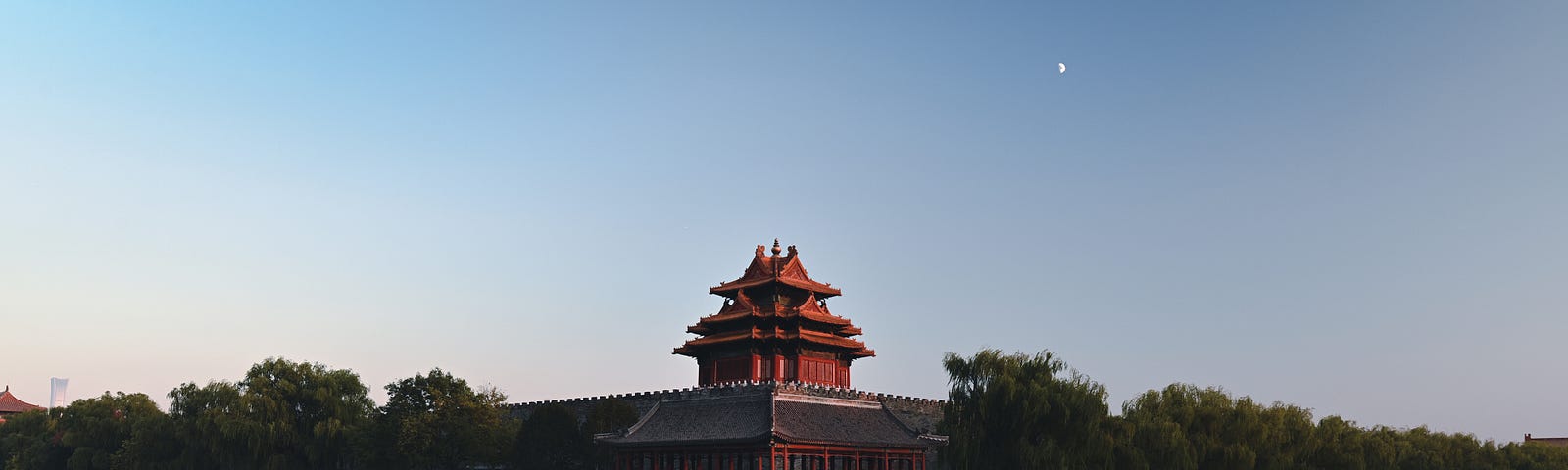 Forbidden City Tower in Beijing, China in the evening.