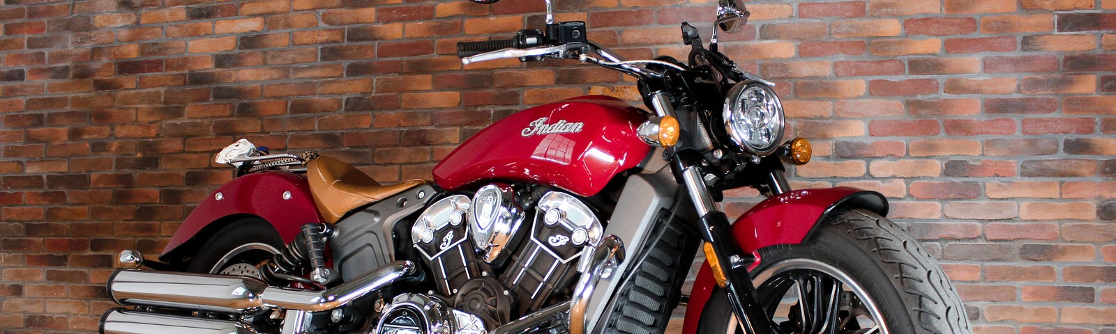 Red Indian Scout motorcycle.
