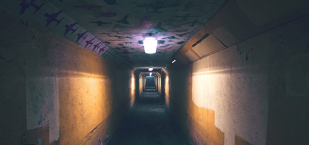 Dark tunnel with limited light