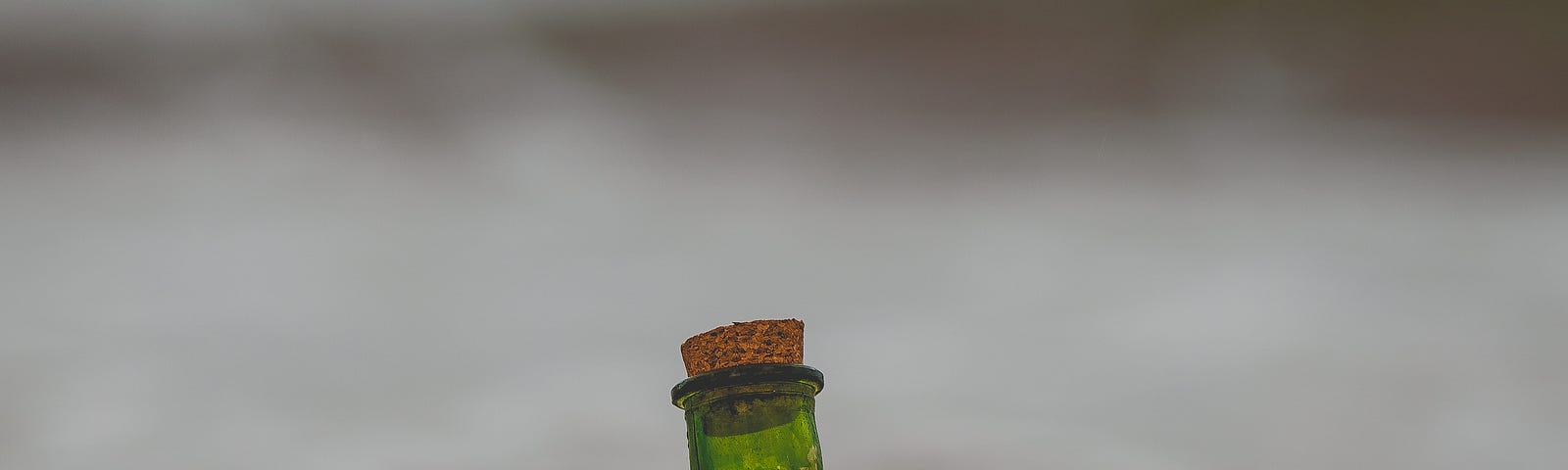 a green bottle washed on shore