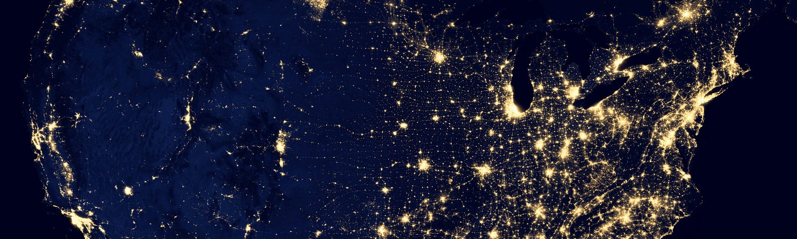 An image of the world, with lights.