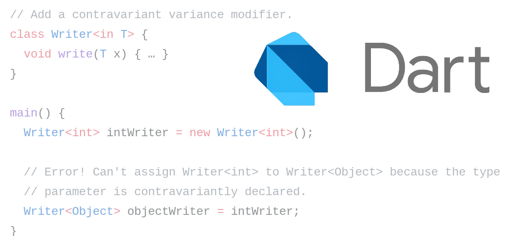 A code snippet showing the contravariant variance modifier (`in`) in use.