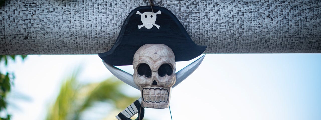 Pirate skull inviting only true pirates