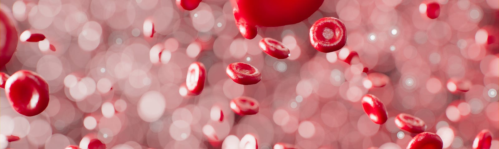 Red blood cells floating in image.
