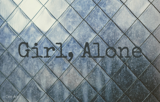 ‘Girl, Alone’ written in front of diamond-patterned translucent glass