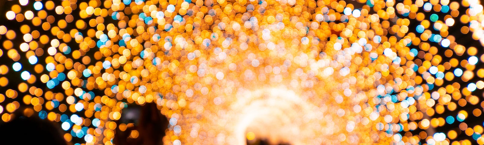 A tunnel of stringed-lights blurred and filled with happy tourists.