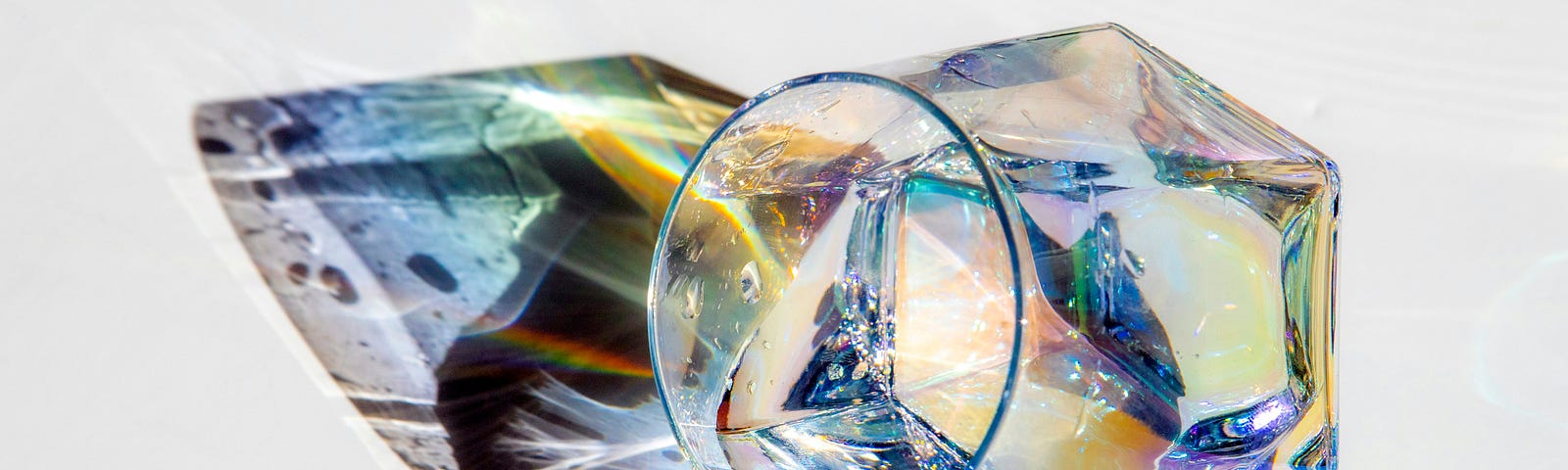 a glass jewel reflecting multiple colors