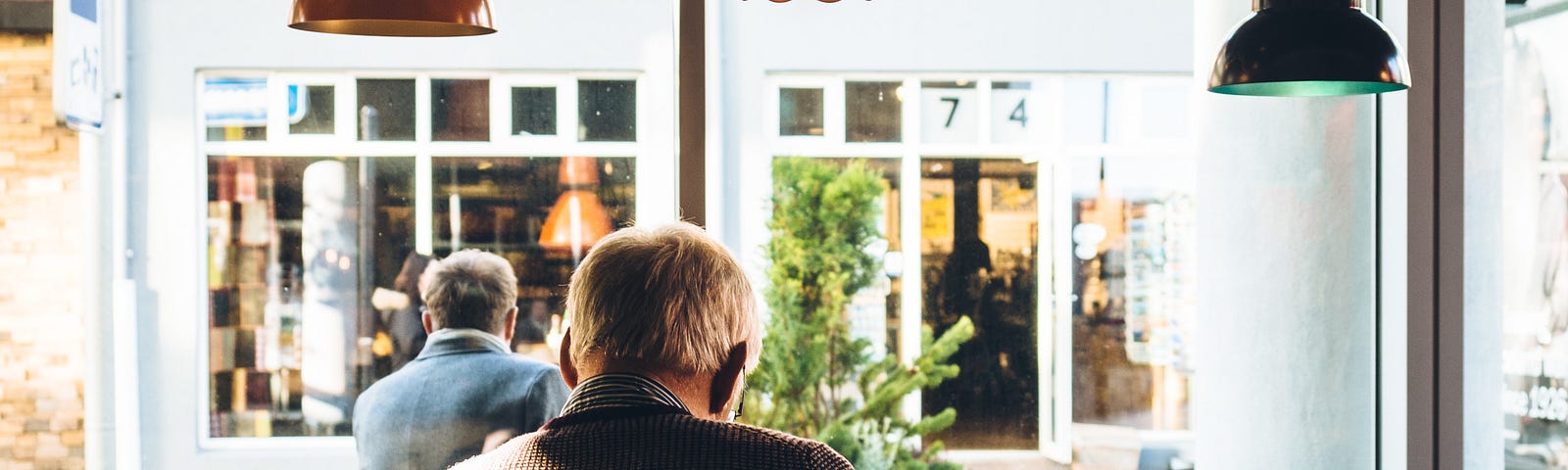 Older man in a coffee shop