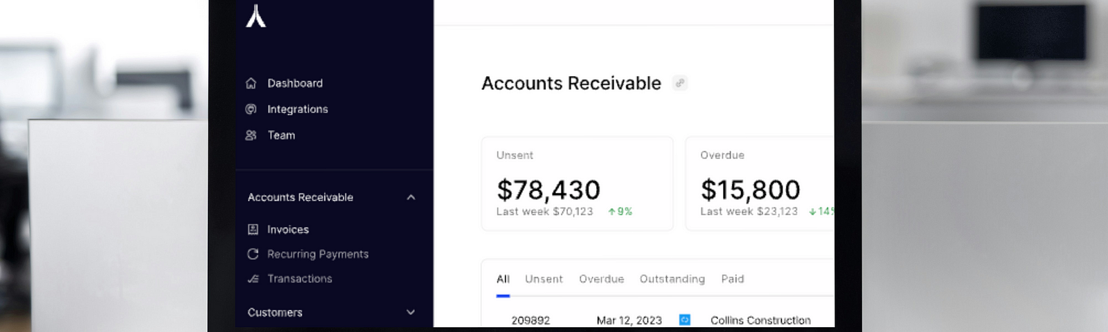 A mockup of the Alternative Payments platform that specifically references the Accounts Receivable functional page of the software where you can apply these accounting receivables management best practices.