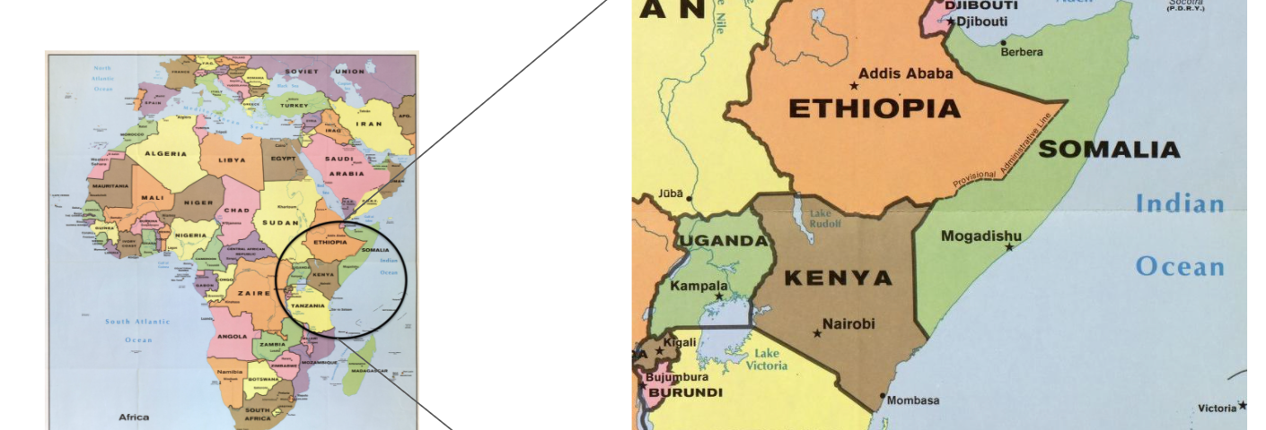 Map of Africa with Kenya called out