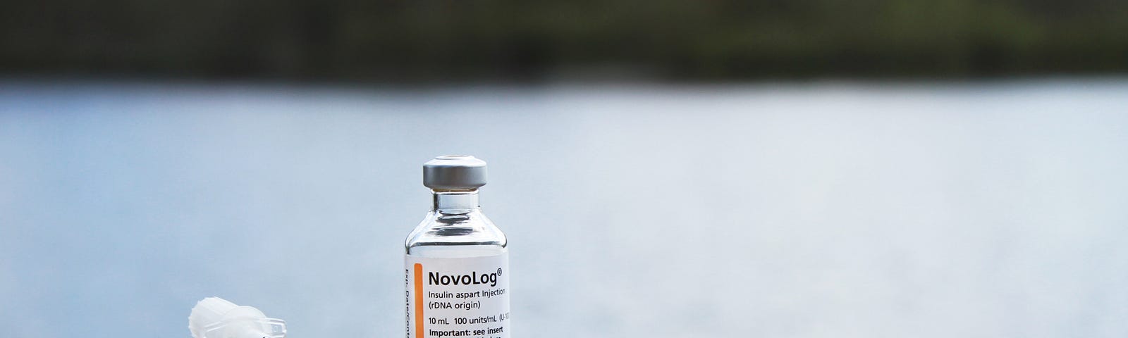 A photograph of an insulin vial and syringes