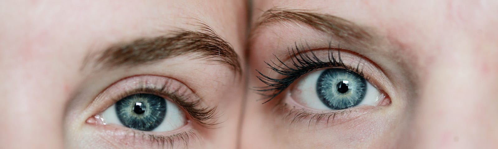 Faces of two women with green eyes next to each other.