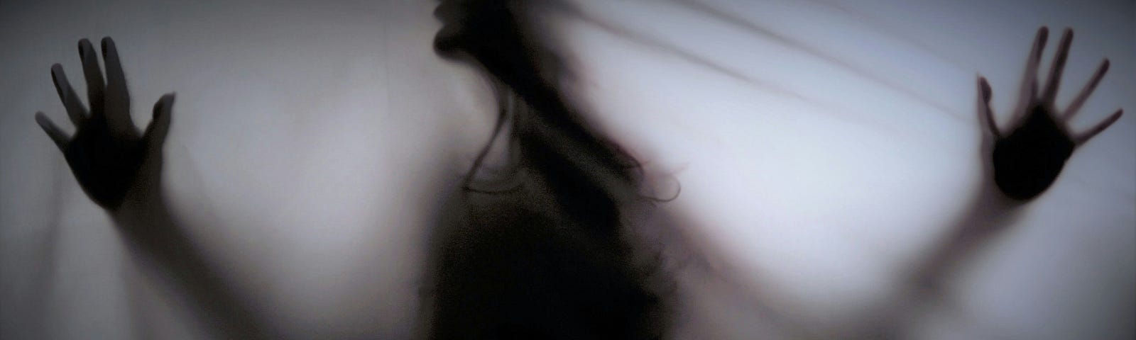 An image of a woman's silhouette, veiled and obscure.