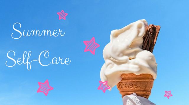 ‘Summer Self-Care’ with pink stars and an ice-cream cone