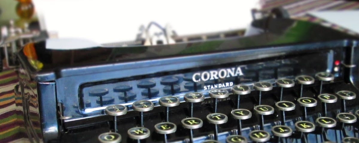 A photograph of the author’s antique Corona typewriter