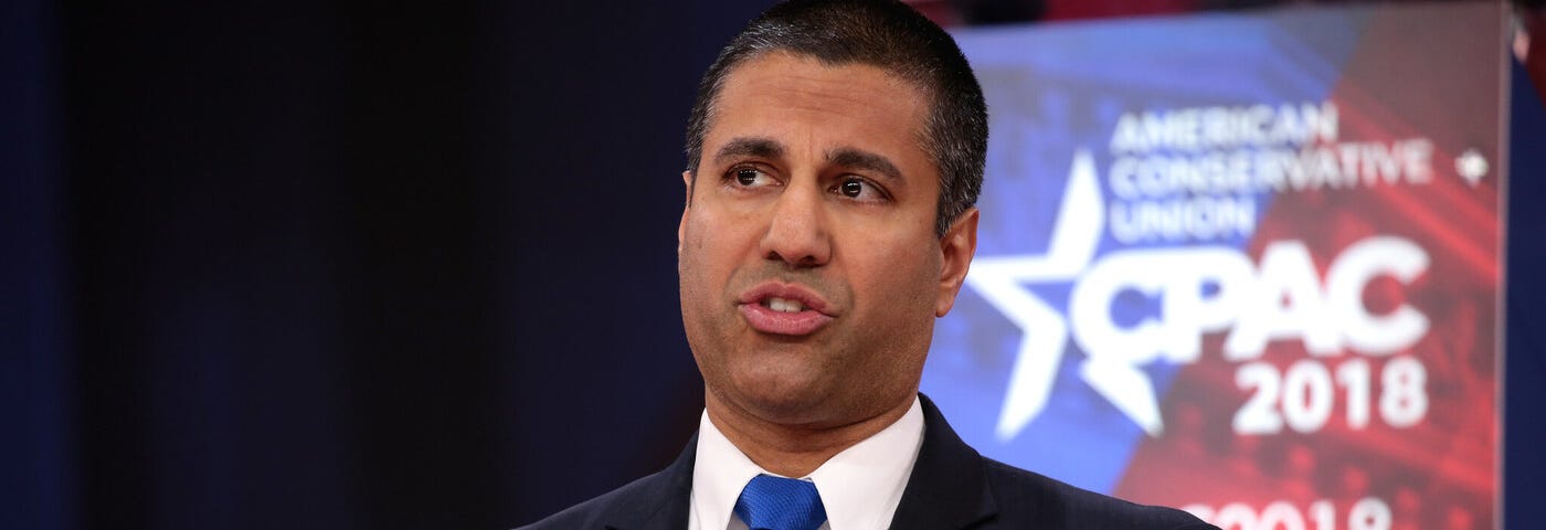 Photo of FCC Chairman Ajit Pai speaking at the American Conservative Union CPAC 2018 Conference.