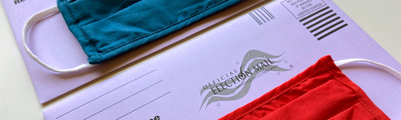 America’s voting experience in 2020 will be unlike any other in history. Ballots shown with masks on top of the envelopes.