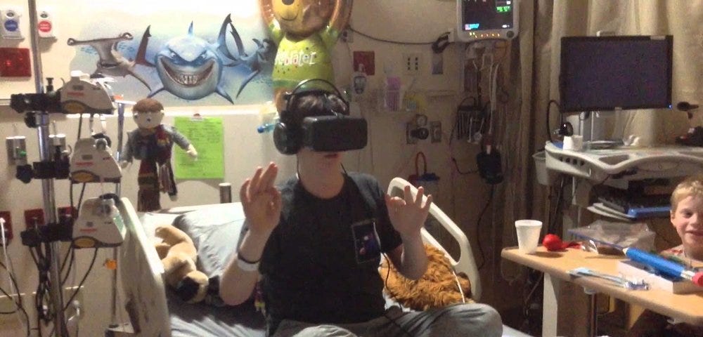 Patient using VR in their room. Photo: C.S. Mott Children's Hospital