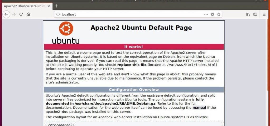 Install LAMP stack on Ubuntu 18.04 - Apache Test Page