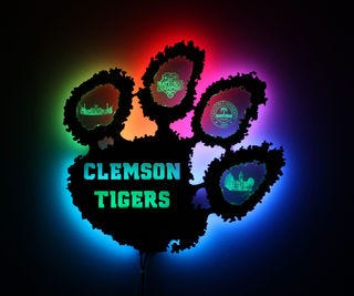 Clemson Tiger Paw Decoration Back Lit With Ws2812 Led Strips