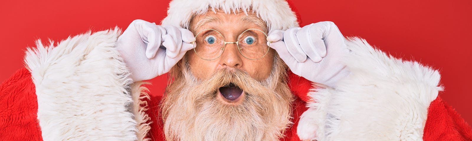 Santa Claus with a surprised expression.