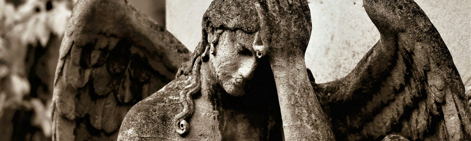 An old sculpture of an angel.