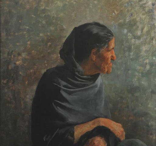 Celia Castro del Fierro   Valparaiso, Chile 1860, Viña del Mar 1930  Vieja, circa 1855  Óleo sobre tela  80 cm x 65 cm