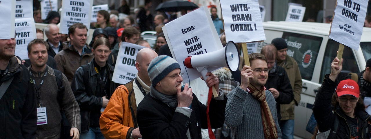 Demonstration against OOXML in Oslo, Norway in 2008