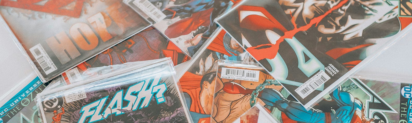 Pic of superhero comic books.