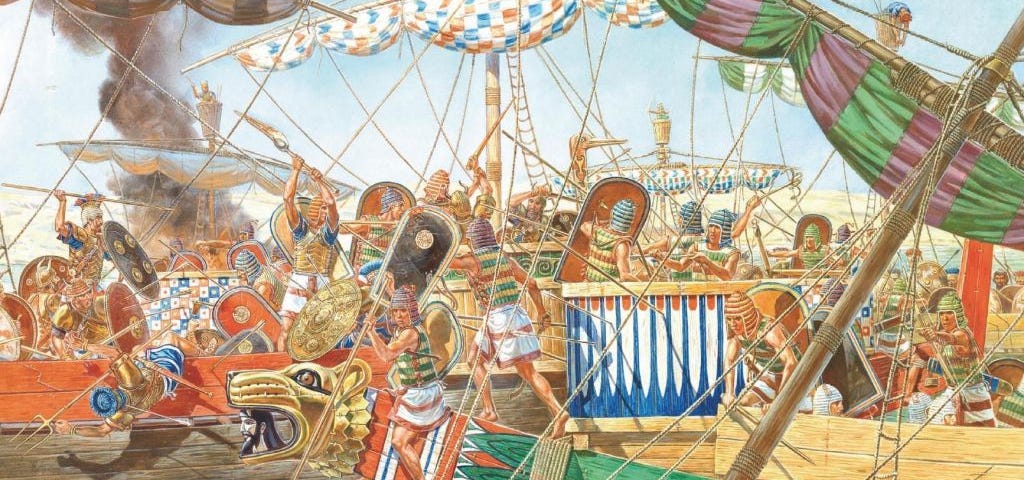 EGYPTIANS BATTLE THE SEA PEOPLES