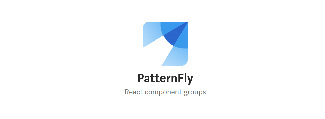 PatternFly logo with a subheading of “React component groups”.