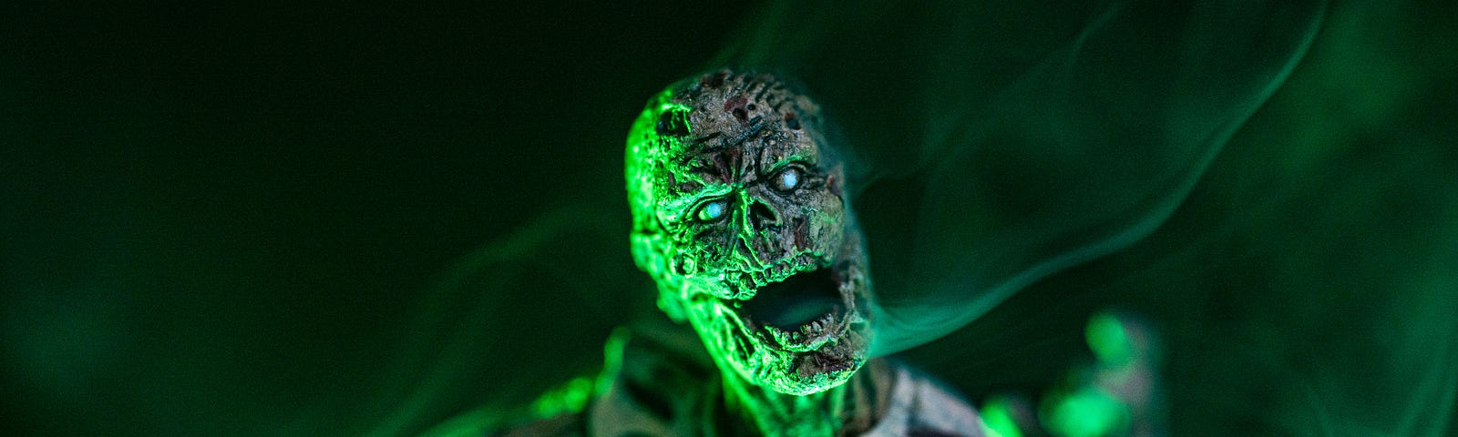 A zombie in green smoke