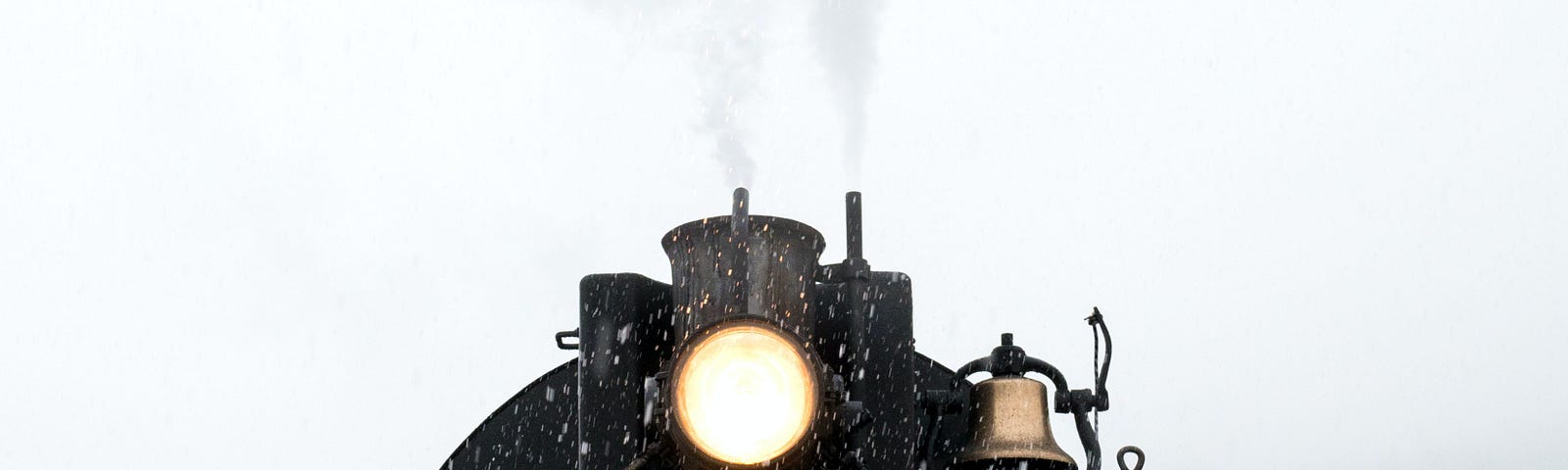 The front of a running train