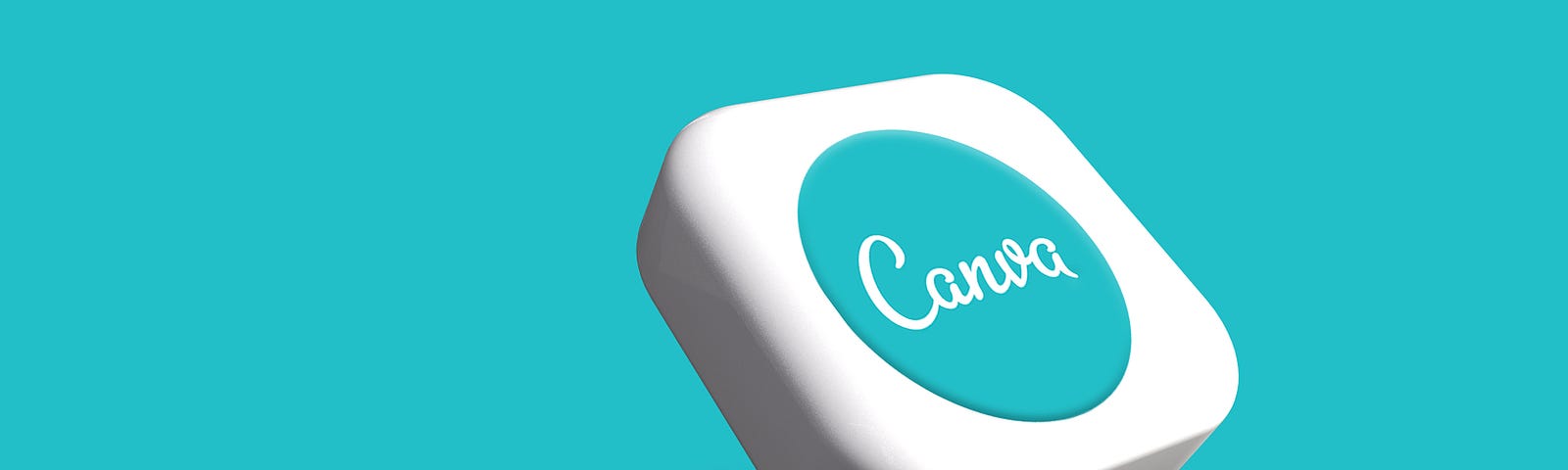canva logo on a 3D button with a bright blue background