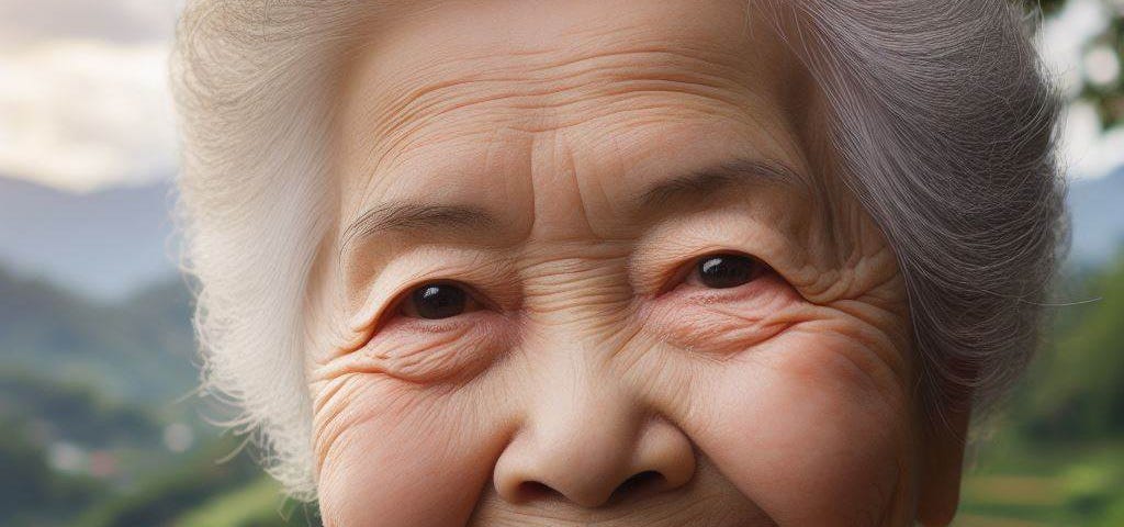 A constructed AI image of an older woman’s face to illustrate post