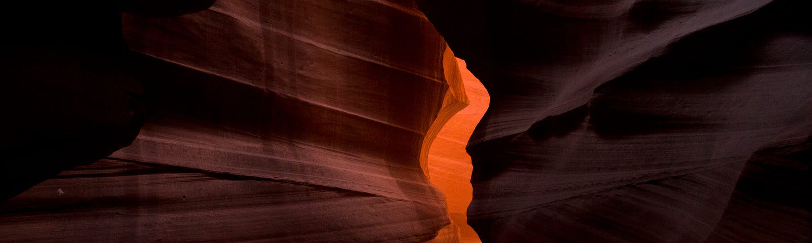 light filled crevice in red rock