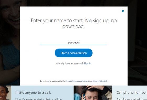 Skype.com te permite hacer videollamadas sin registrarte ni descargar software alguno