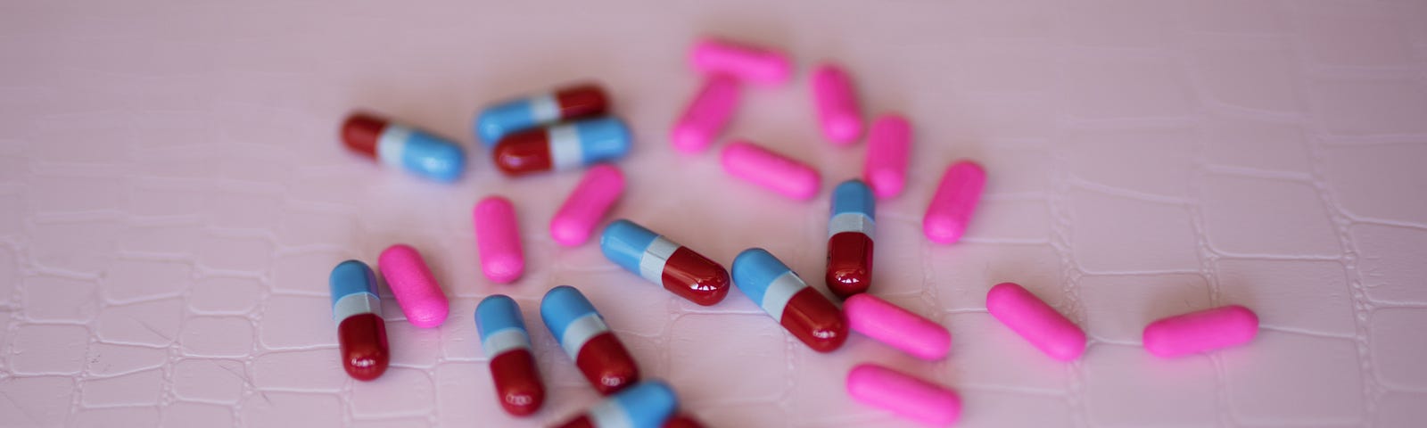 Capsules lying on a counter