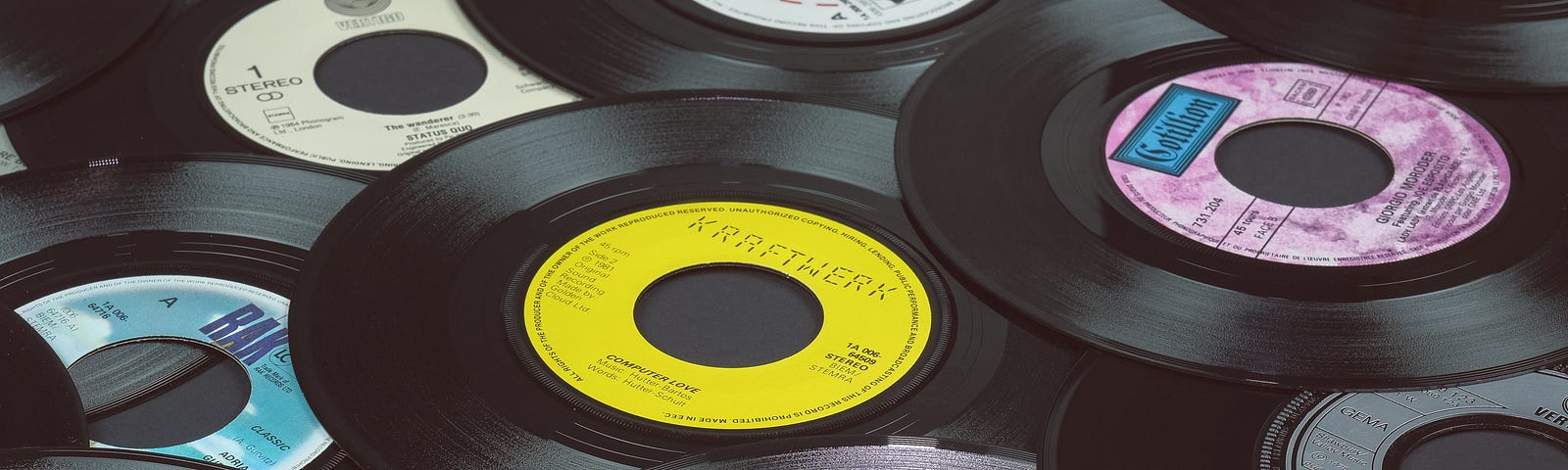 A selection of 45rpm single records.