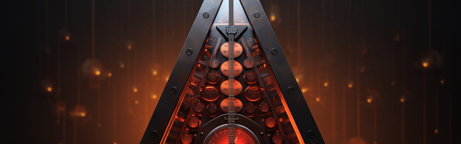 Midjourney generated image of massive iron metronome