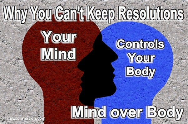 Mind over Body. It’s very hard to maintain the mind in the right direction keeping a New Year’s resolution