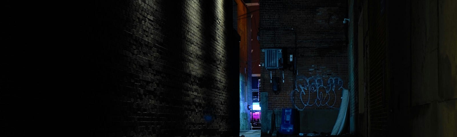 dark alley with graffiti