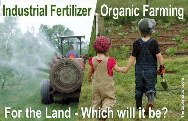 For the Land, what cultivation method should humanity choose: Industrial Fertilizers or Organic Farming?