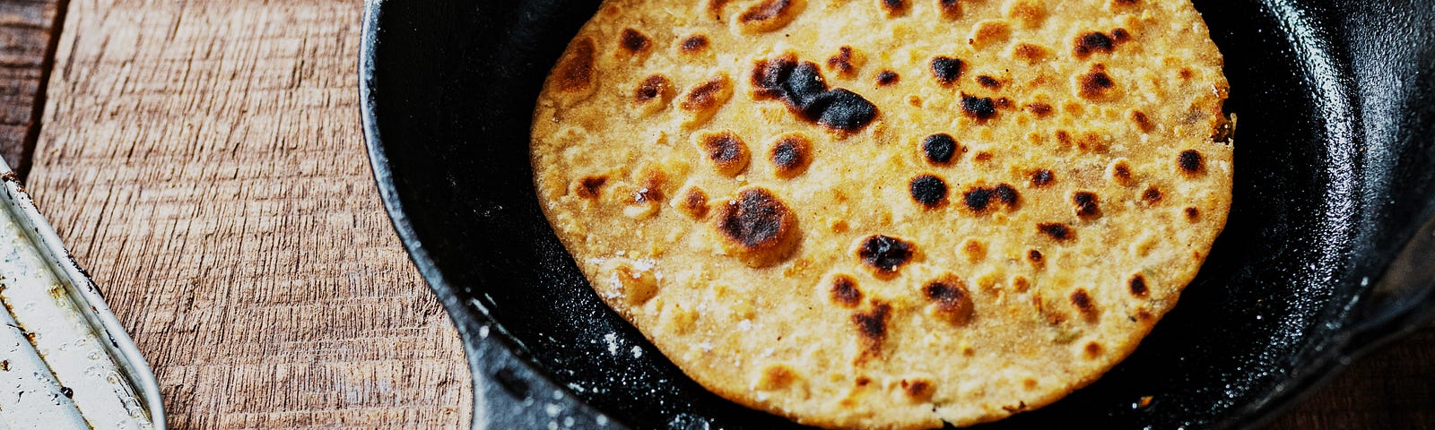 Flatbread on iron pan