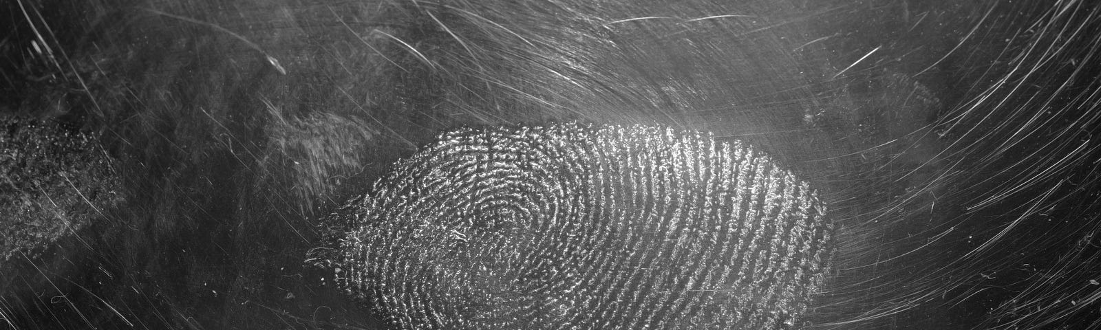 Fingerprint on an aged surface.