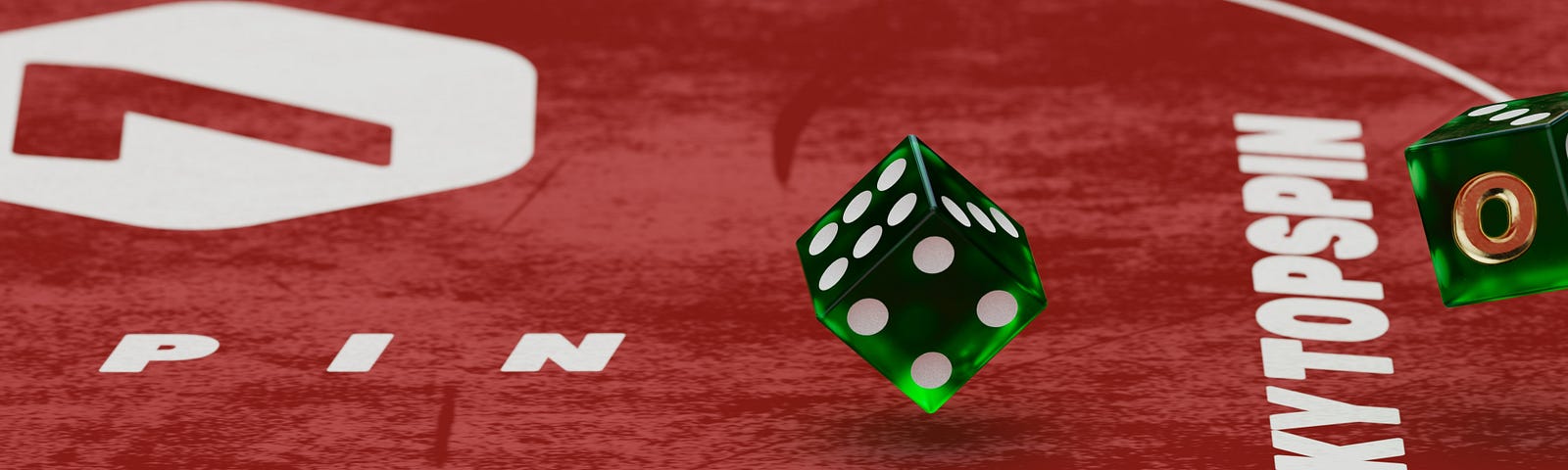 Green die on red table, a gambling photo