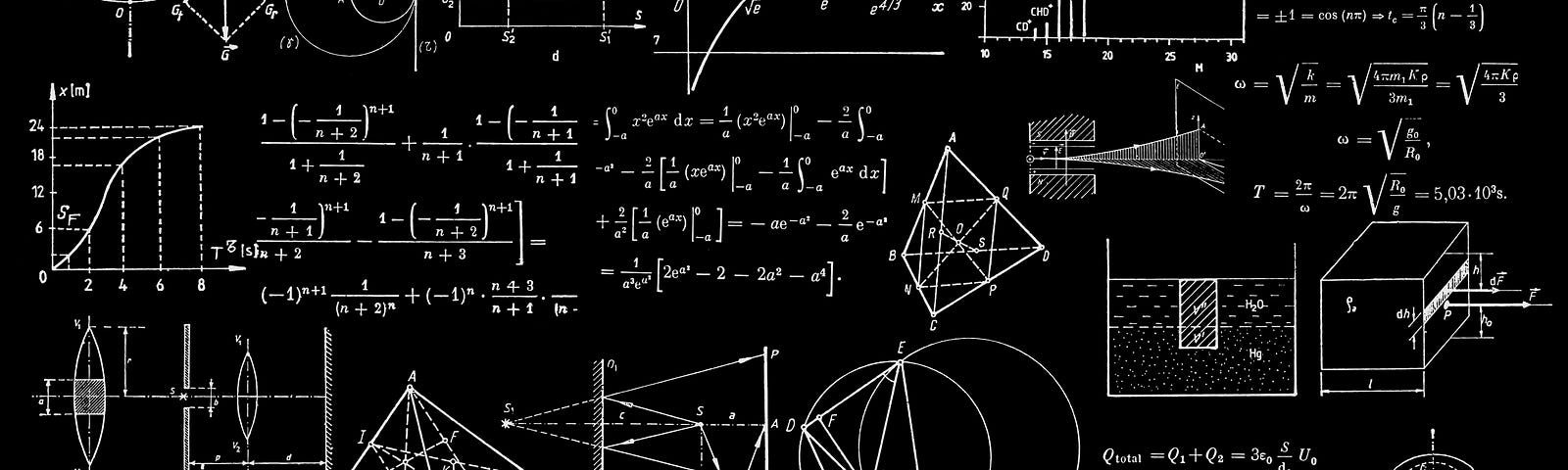 Mathematical formulas on a blackboard.