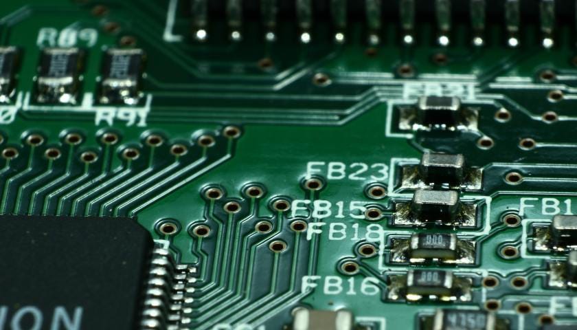 Closeup of a Printed Circuit Board